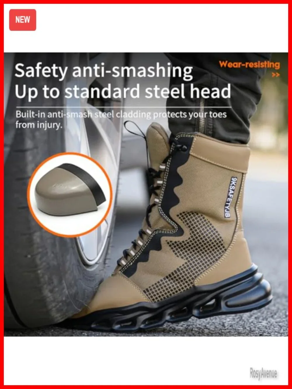 Men's Military Tactical Boots Waterproof Dustproof Steel Toe Hiking Work Shoes